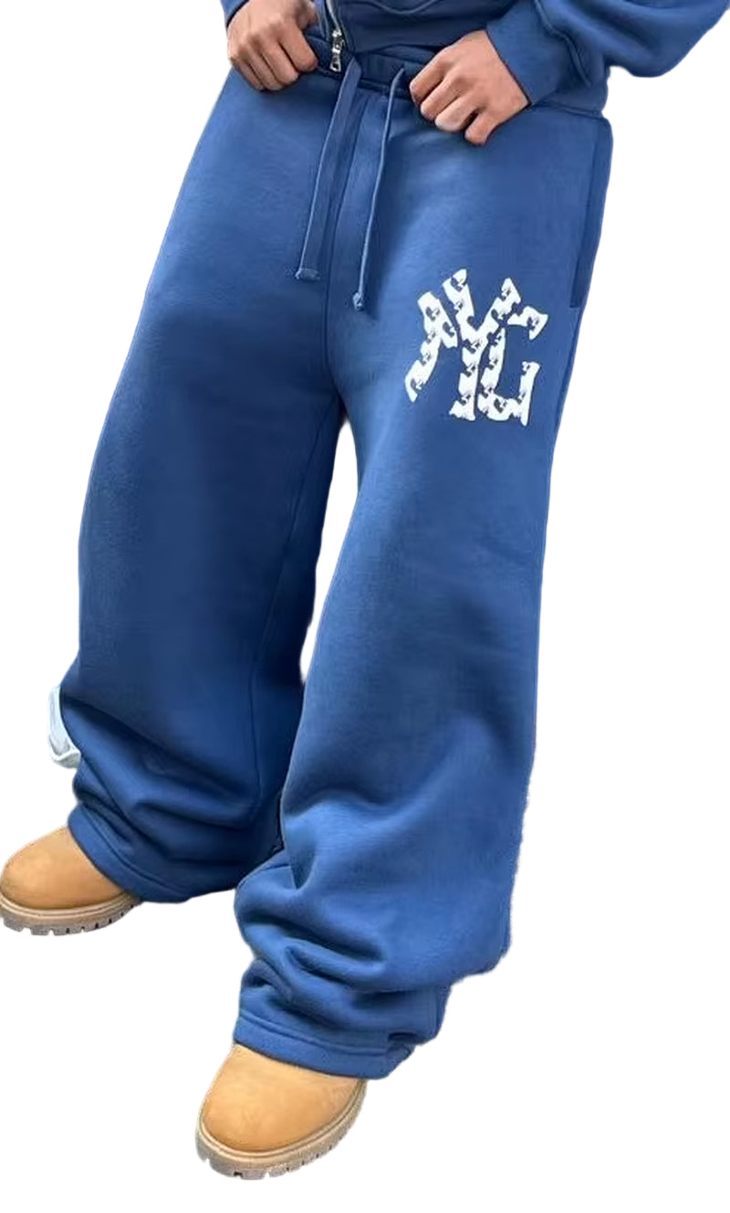 Harajuku Hip Hop Y2K Tracksuit Men Letter Print Black Two-Piece Set Men Clothes Zipper Hoodie Baggy Sweatpants Casual Streetwear