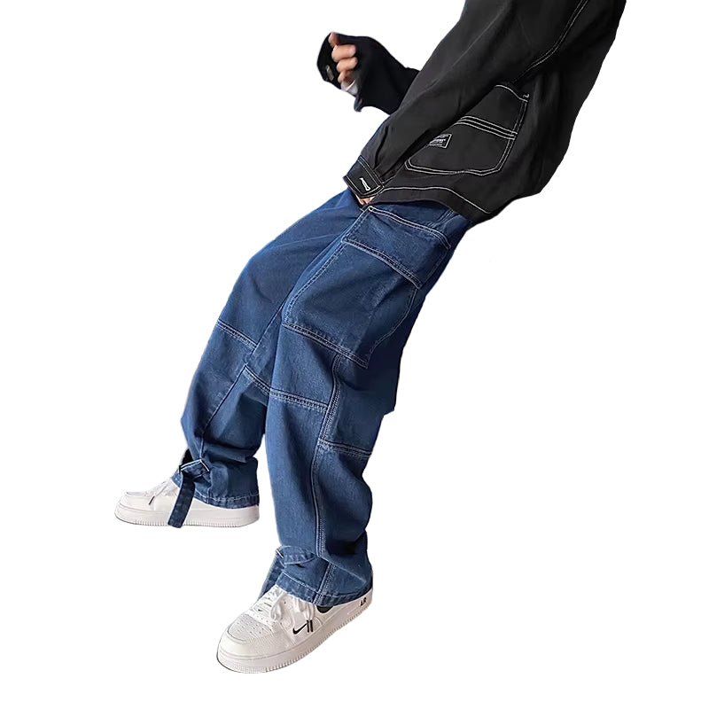 Men Jeans Wide Leg Denim Pants Loose Straight Baggy Men'S Jeans Hip Hop Streetwear Skateboard Neutral Denim Trousers Cargo Jeans