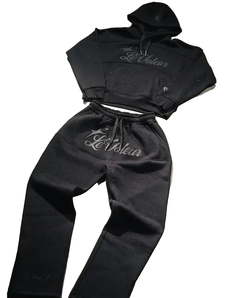 Harajuku Versatile Clothes for Men with Hot Diamond Embroidered Pattern Y2K Two Piece Set Hoodie Sports Pants Tracksuit Men