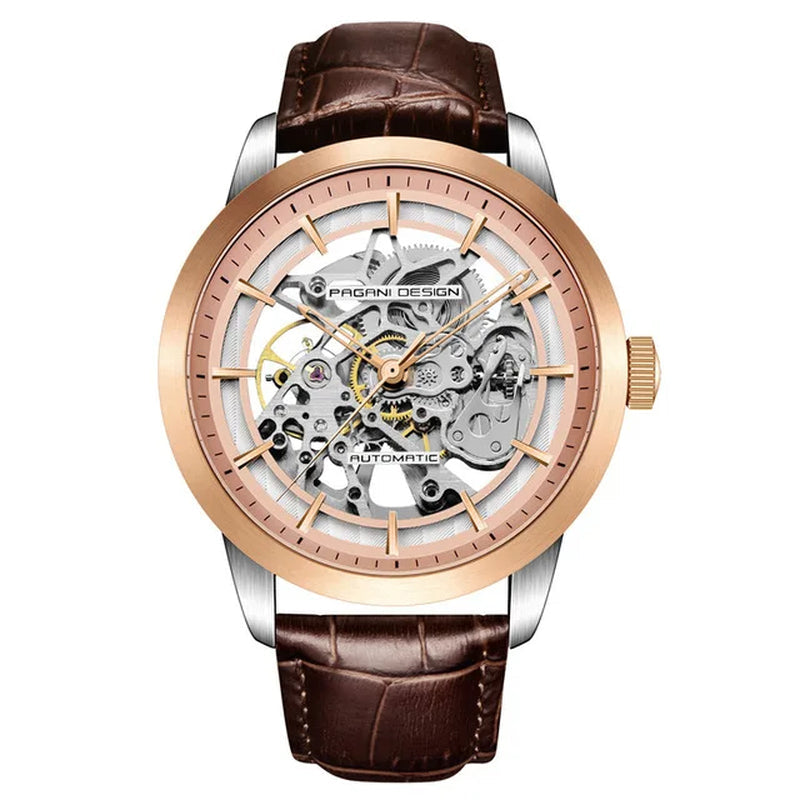 Brand Fashion Sports Leather Watches Men Luxury Automatic Mechanical Skeleton Waterproof Watches Relogio Masculino