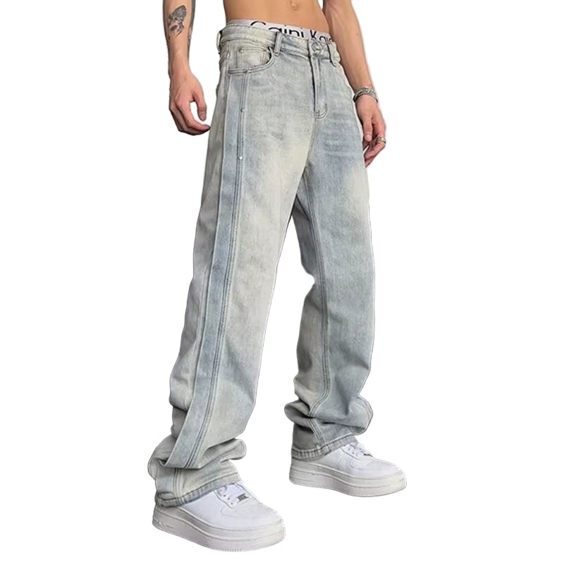 2022 Cool Design Retro Washed Baggy Men Hip Hop Jeans Pants New Fashion Luxury Straight Vintage Loose Denim Trousers Y2K Clothes