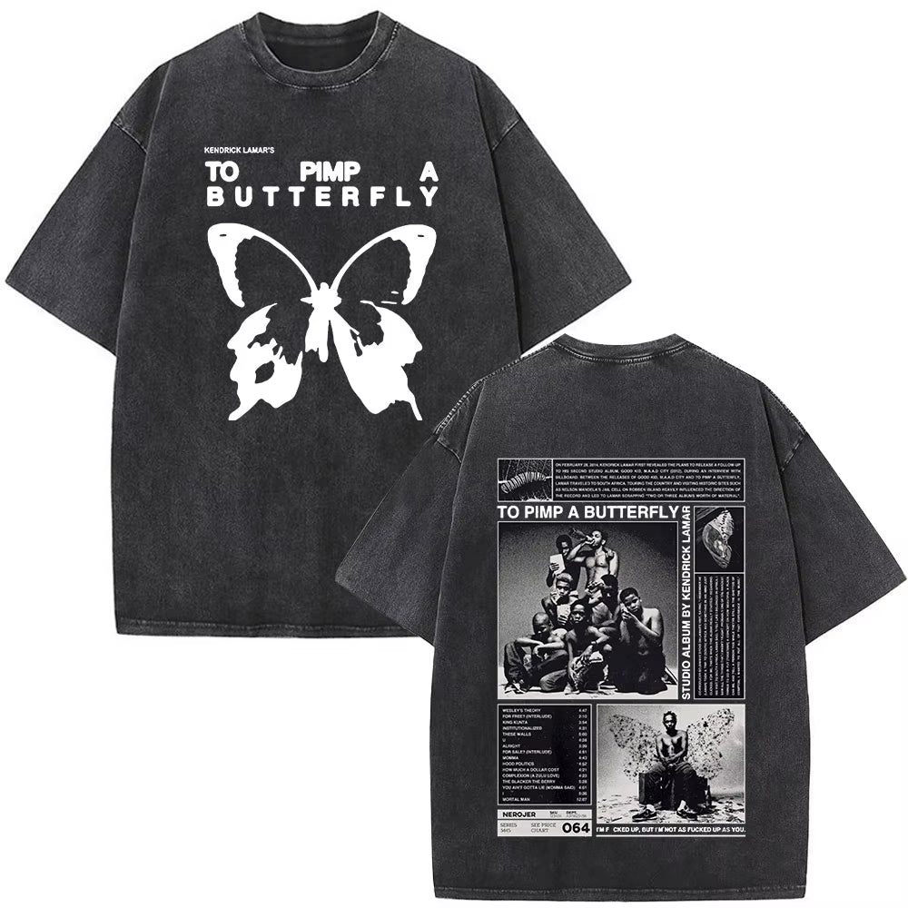 Washed Vintage Rapper Kendrick Lamar Album Merch T-Shirts Men'S Clothing Hip Hop Retro Oversized T-Shirt Fashion Trend Tee Shirt