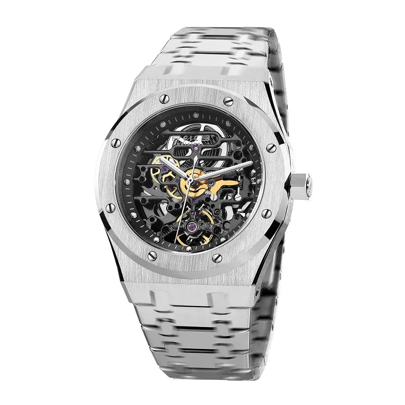 Automatic Mechanical Luxury Watch Men Top Brand Stainless Steel Watch Luminous Waterproof Watch for Men  Skeleton 019