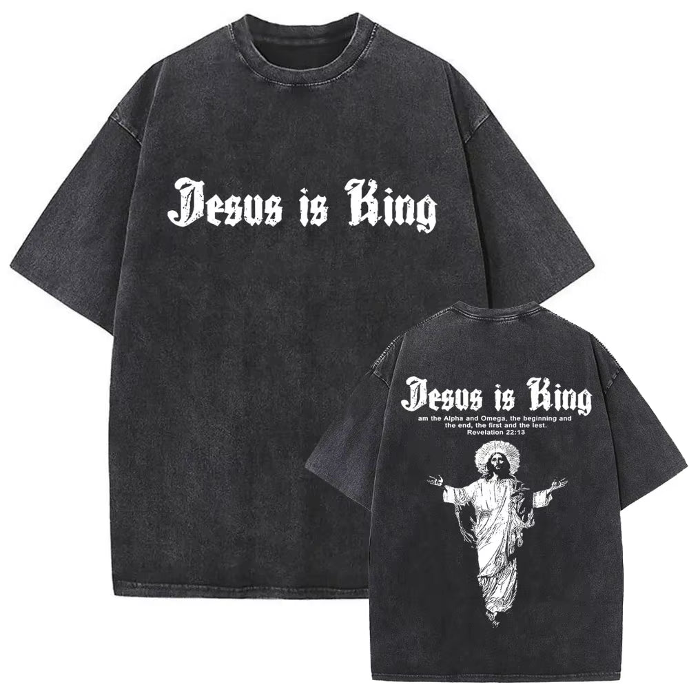 Christian Religious Jesus Forgive Them Father Vintage Washed T-Shirt Men Women Gothic Rock Oversized T Shirts Tops Streetwear