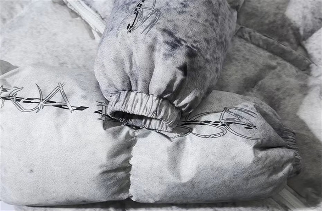 Winter Tie Dye Parka Men Harajuku Thick Padded Jacket Coat Men Oversized Hip Hop Streetwear Letter Print Zip up Jackets Unisex