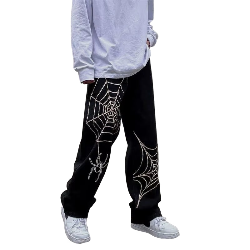 Streetwear Black Y2K Baggy Pants Men Anime Wide Leg Sweatpants Male Oversize Techwear Print Straight Trousers 2023 New