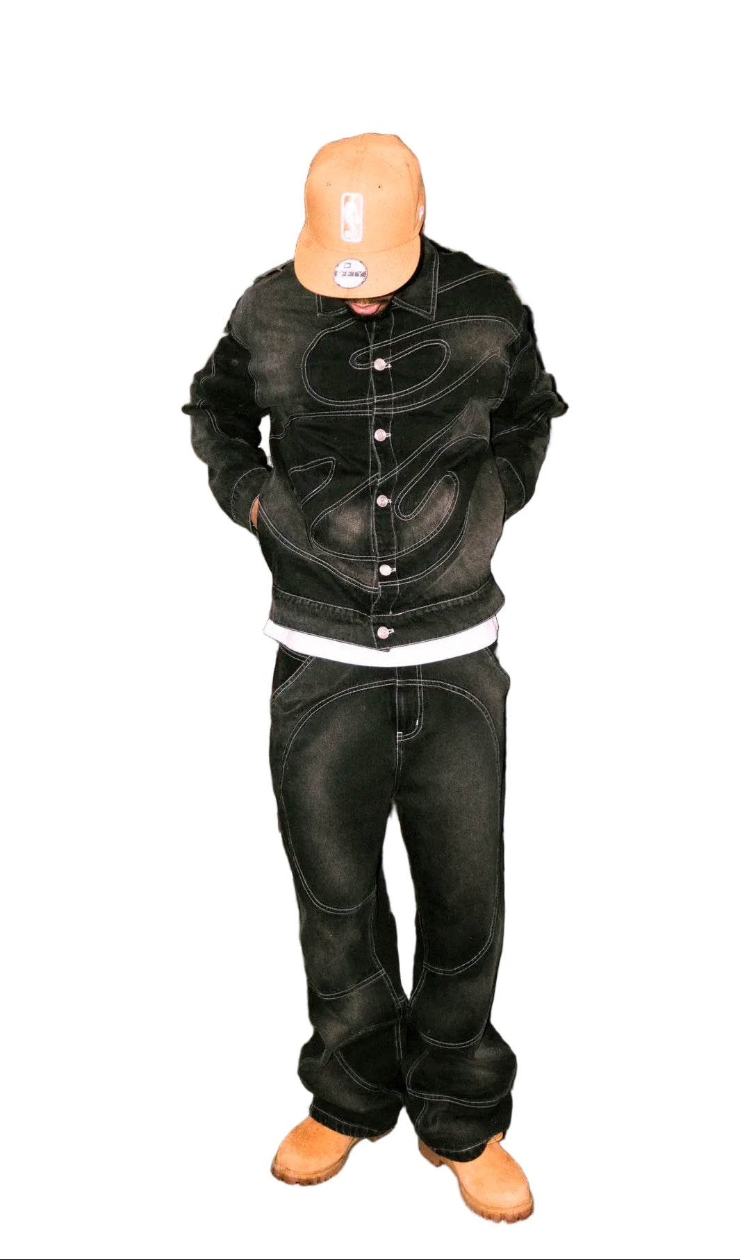 Retro Gothic Tracksuit Men New Y2K Jeans Men Clothes Oversized Striped Pattern Jacket Sweatpants Two Piece Set Clothes for Men