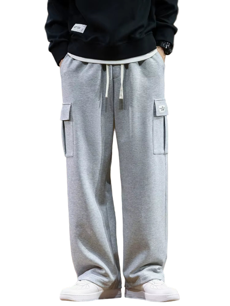 Spring Autumn Multi-Pockets Sweatpants Men Drawstring Waist Sportswear Casual Track Pants plus Size Loose Straight Trousers 8XL