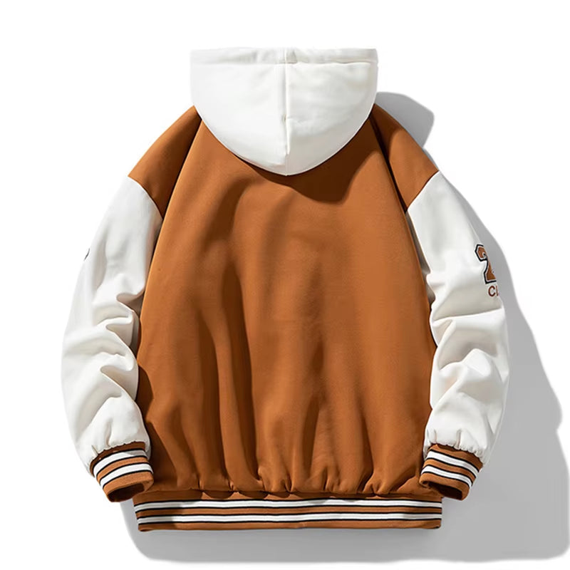 New Men Spring Jacket Fashion Windproof Casual Coat Autumn Men Street Hip Hop Zipper Jacket Men Hooded Fake Two Piece Jacket Man