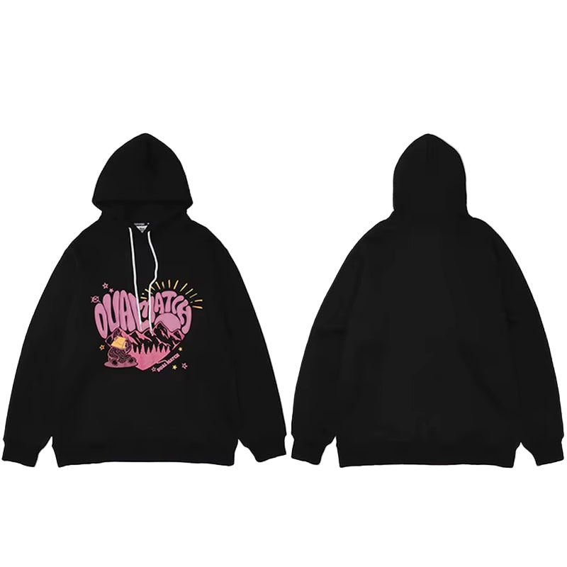 2025 Men Hoodie Streetwear Sweatshirt Hip Hop Heart Letter Print Pullover Harajuku Cotton Fleece Autumn Hooded Hoodie Sweatshirt