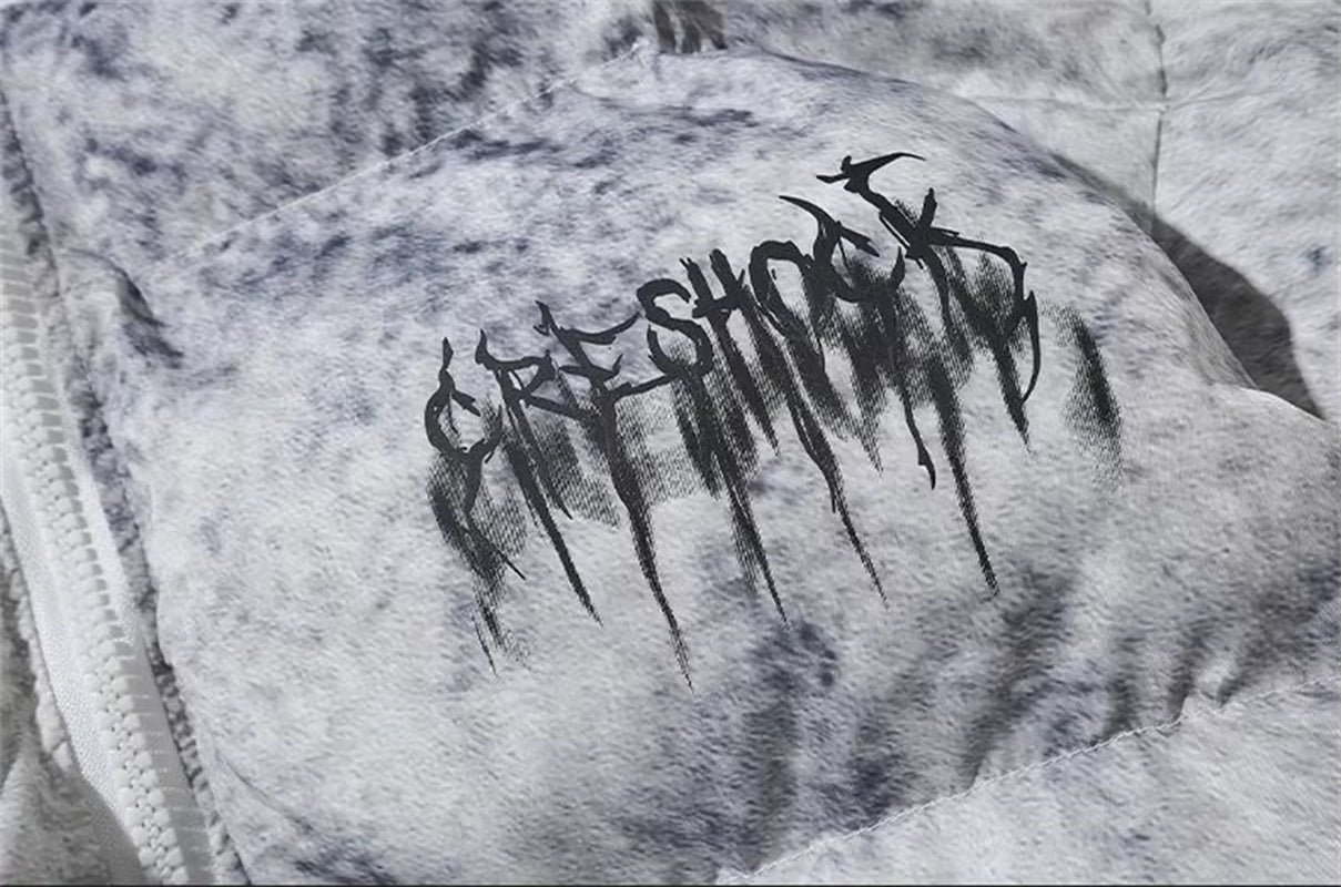 Winter Tie Dye Parka Men Harajuku Thick Padded Jacket Coat Men Oversized Hip Hop Streetwear Letter Print Zip up Jackets Unisex