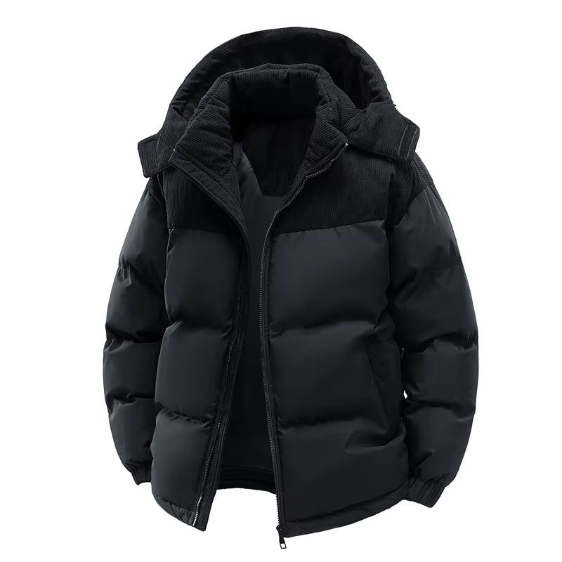 Stylish Men's Corduroy Hooded Parkas - Warm, Casual Streetwear Jackets for Winter